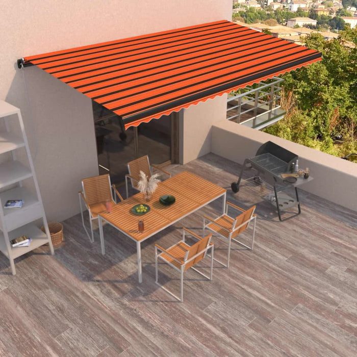 Manual Retractable Awning 600x350 cm Orange and Brown