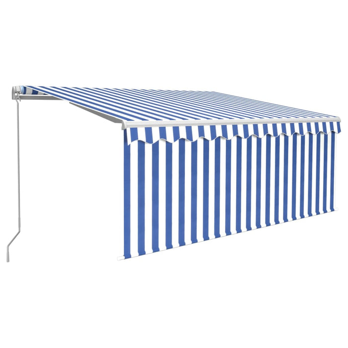 Manual Retractable Awning with Blind 3x2.5m Blue&White