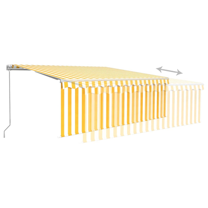 Manual Retractable Awning with Blind&LED 4x3m Yellow&White