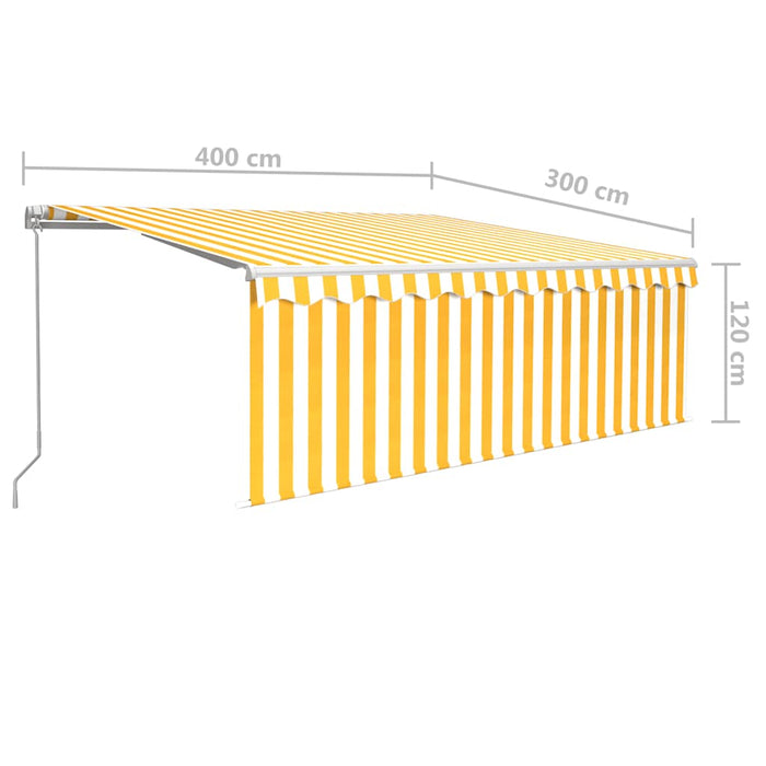 Manual Retractable Awning with Blind&LED 4x3m Yellow&White