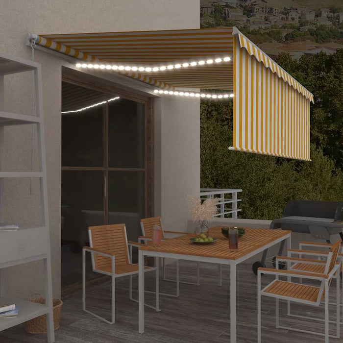 Manual Retractable Awning with Blind&LED 4x3m Yellow&White