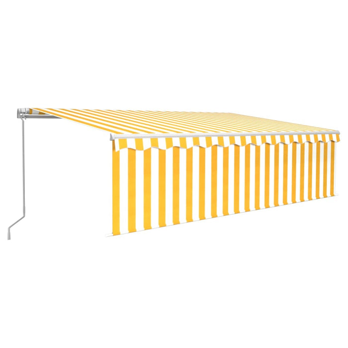 Manual Retractable Awning with Blind&LED 5x3m Yellow&White