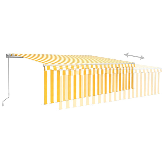 Manual Retractable Awning with Blind&LED 5x3m Yellow&White