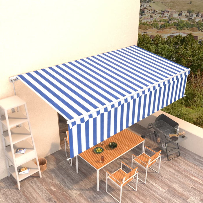 Copertina retractabila manuala cu jaluzea 6x3m Albastru&amp;Alb