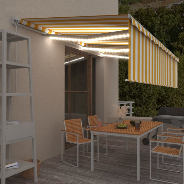 Manual Retractable Awning with Blind&LED 6x3m Yellow&White