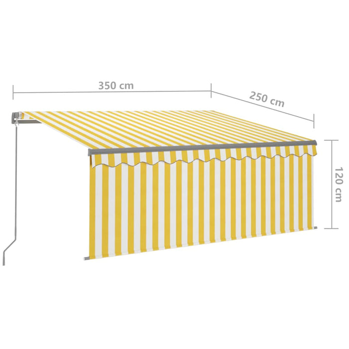 Manual Retractable Awning with Blind&LED 3.5x2.5m Yellow&White