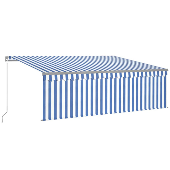 Manual Retractable Awning with Blind&LED 4x3m Blue&White