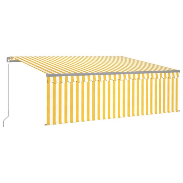 Manual Retractable Awning with Blind&LED 4.5x3m Yellow&White