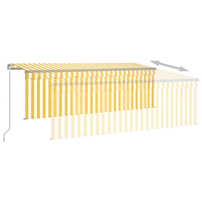 Manual Retractable Awning with Blind&LED 4.5x3m Yellow&White