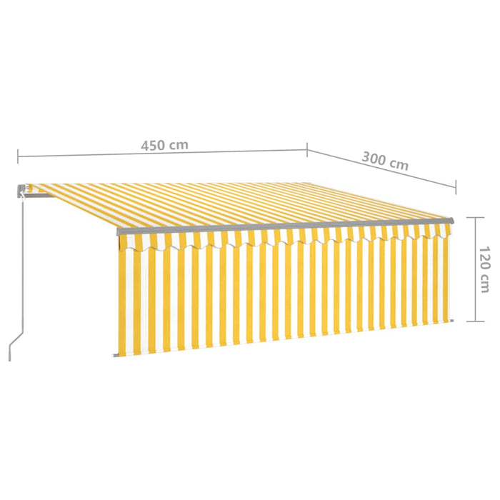 Manual Retractable Awning with Blind&LED 4.5x3m Yellow&White