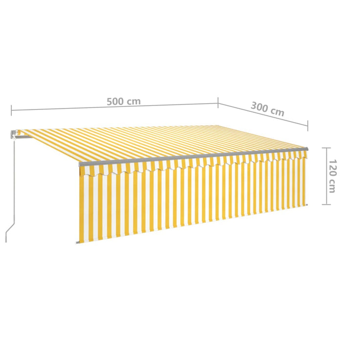 Manual Retractable Awning with Blind 5x3m Yellow&White