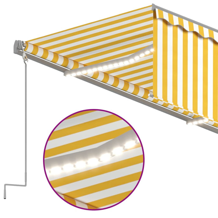 Manual Retractable Awning with Blind&LED 5x3m Yellow&White