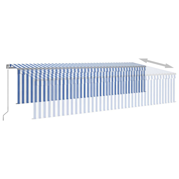 Manual Retractable Awning with Blind&LED 6x3m Blue&White