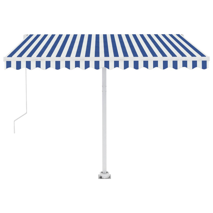 Freestanding Manual Retractable Awning 300x250 cm Blue/White