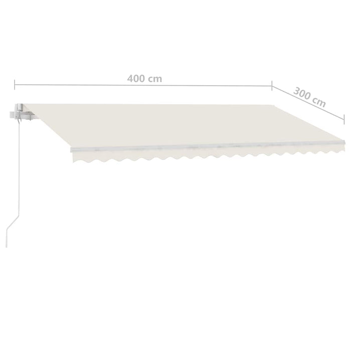 Manual Retractable Awning with LED 400x300 cm Cream