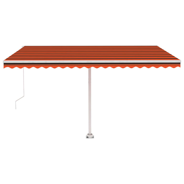 Manual Retractable Awning with LED 400x300 cm Orange and Brown