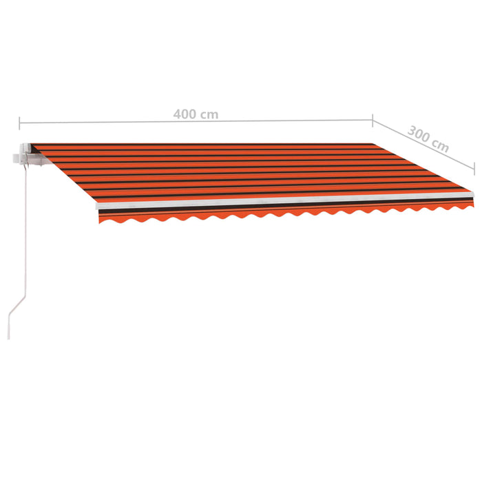 Manual Retractable Awning with LED 400x300 cm Orange and Brown