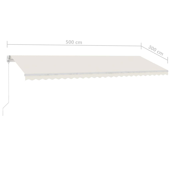 Manual Retractable Awning with LED 500x300 cm Cream