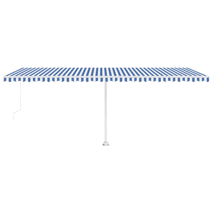 Manual Retractable Awning with LED 600x300 cm Blue and White