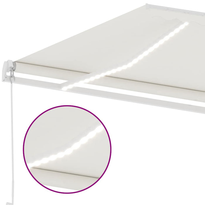 Manual Retractable Awning with LED 600x300 cm Cream