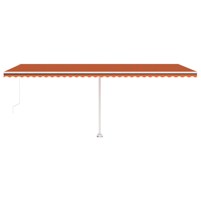 Manual Retractable Awning with LED 600x300 cm Orange and Brown