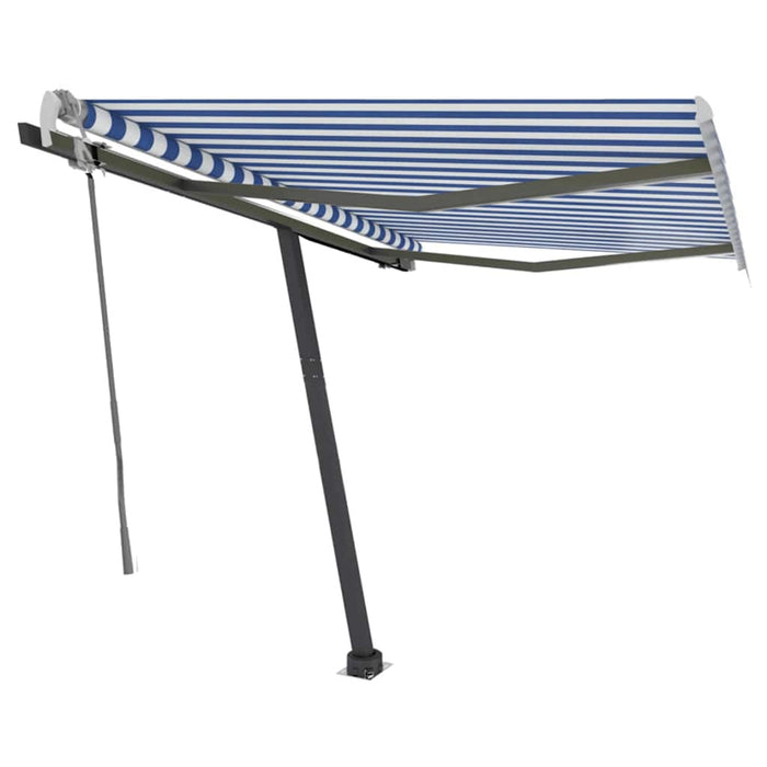 Manual Retractable Awning with LED 300x250 cm Blue and White