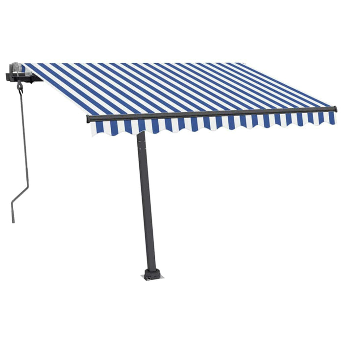 Manual Retractable Awning with LED 300x250 cm Blue and White