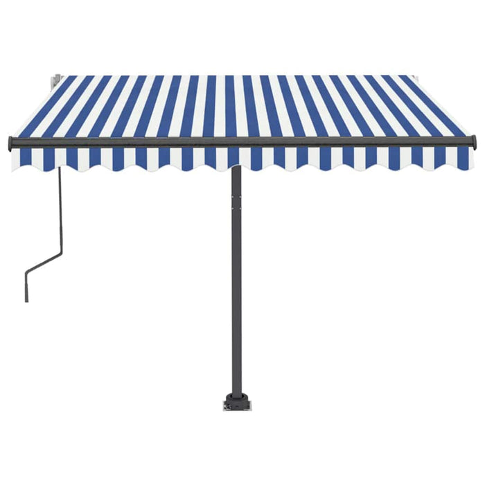 Manual Retractable Awning with LED 300x250 cm Blue and White