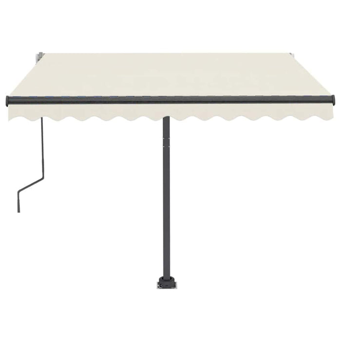 Manual Retractable Awning with LED 300x250 cm Cream