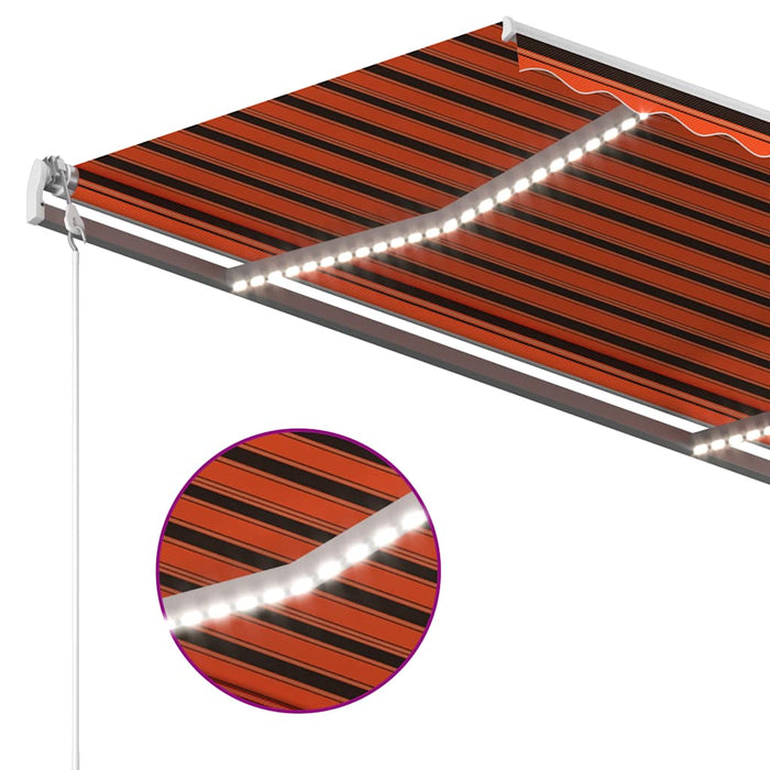 Copertina Retractabila Manuala cu LED 300x250 cm Portocaliu si Maro