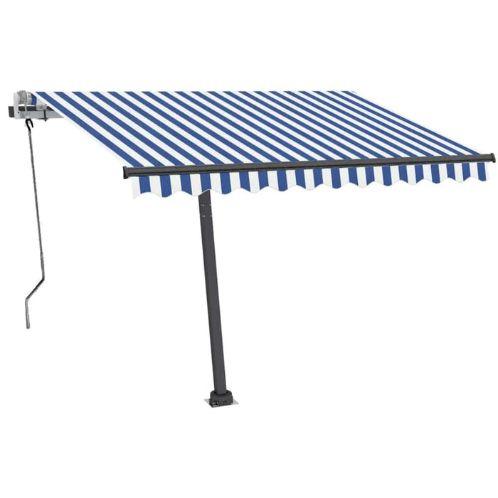 Copertina retractabila manuala cu LED 350x250 cm Albastru si Alb