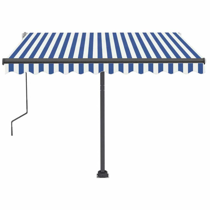 Copertina retractabila manuala cu LED 350x250 cm Albastru si Alb