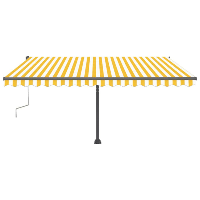 Freestanding Manual Retractable Awning 400x300 cm Yellow/White