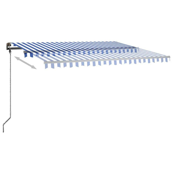 Manual Retractable Awning with LED 450x300 cm Blue and White