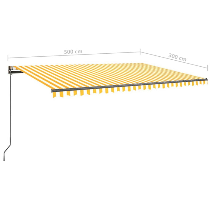 Freestanding Manual Retractable Awning 500x300 cm Yellow/White