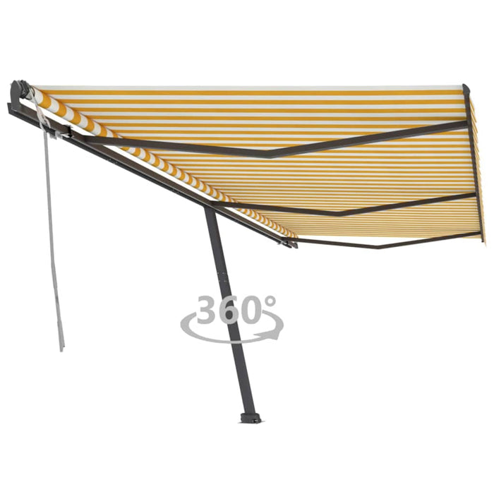 Freestanding Manual Retractable Awning 600x300 cm Yellow/White