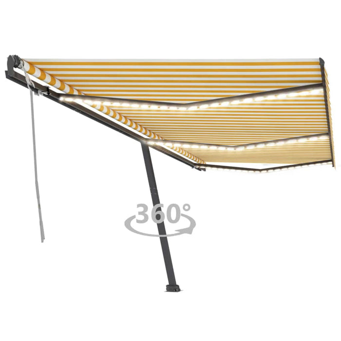 Manual Retractable Awning with LED 600x300 cm Yellow and White