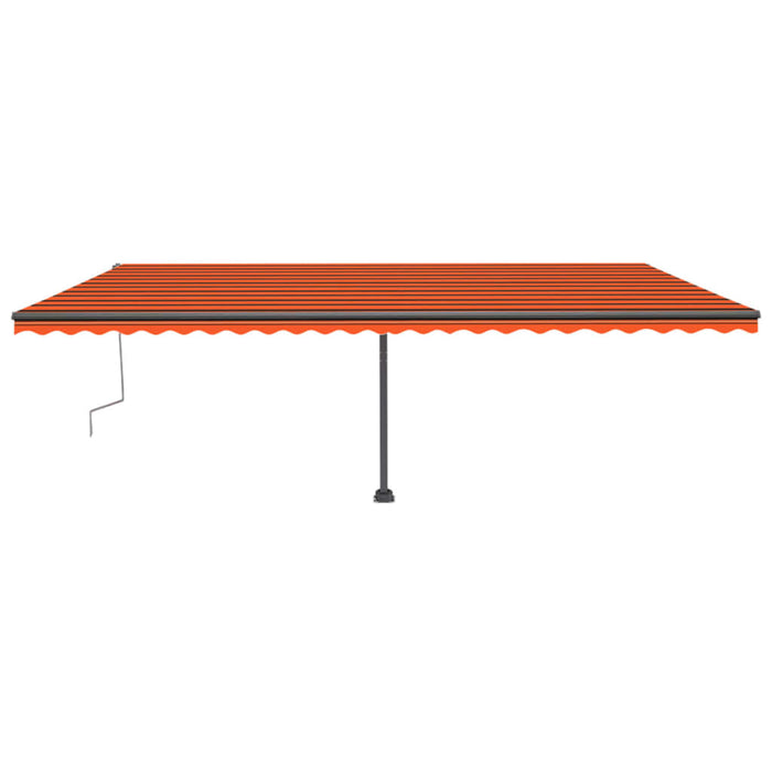 Manual Retractable Awning with LED 600x300 cm Orange and Brown