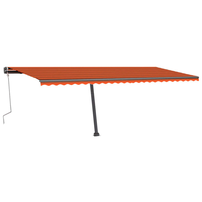 Manual Retractable Awning with LED 600x300 cm Orange and Brown