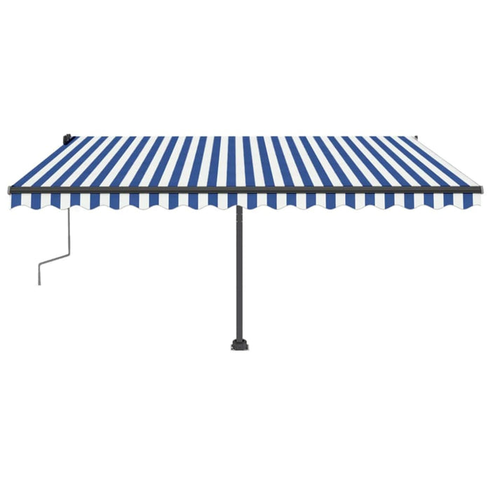 Freestanding Manual Retractable Awning 400x350 cm Blue/White