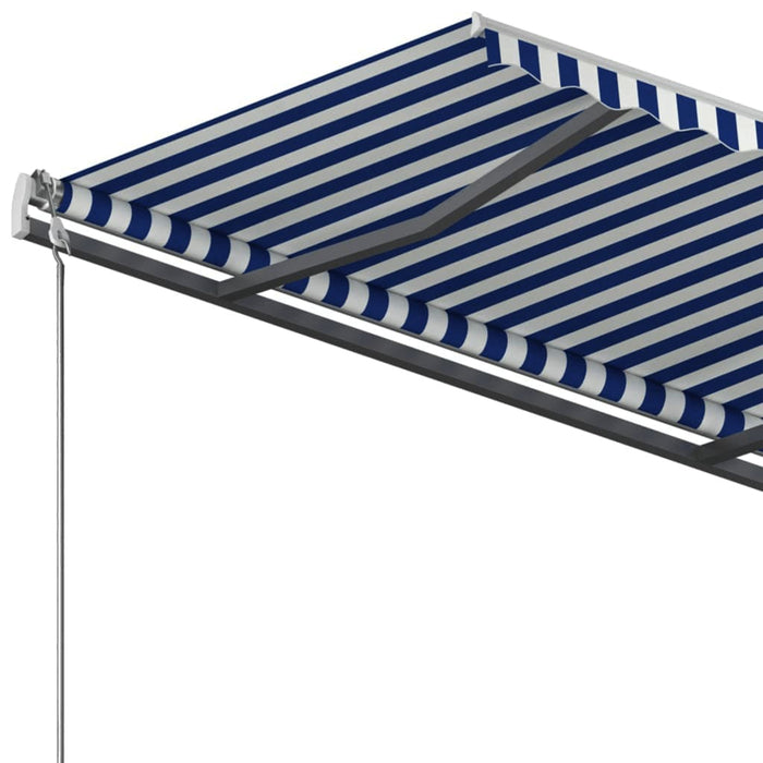 Freestanding Manual Retractable Awning 400x350 cm Blue/White