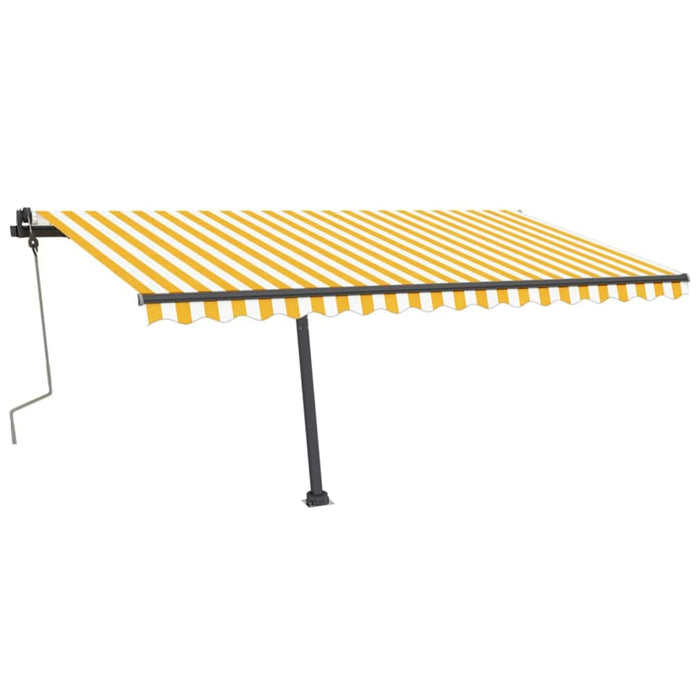 Manual Retractable Awning with LED 400x350 cm Yellow and White