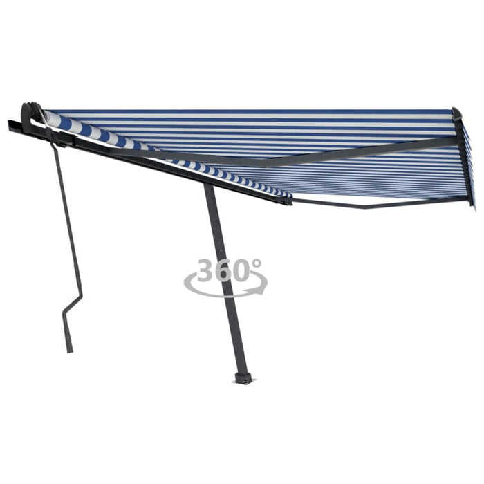 Freestanding Manual Retractable Awning 450x350 cm Blue/White