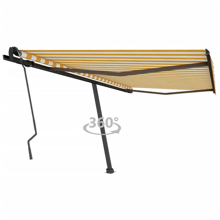 Freestanding Manual Retractable Awning 450x350 cm Yellow/White