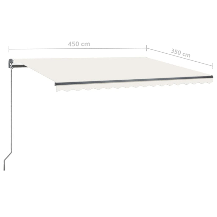 Manual Retractable Awning with LED 450x350 cm Cream