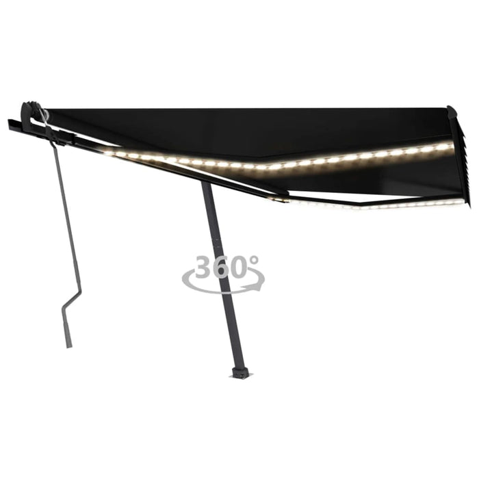 Manual Retractable Awning with LED 450x350 cm Anthracite