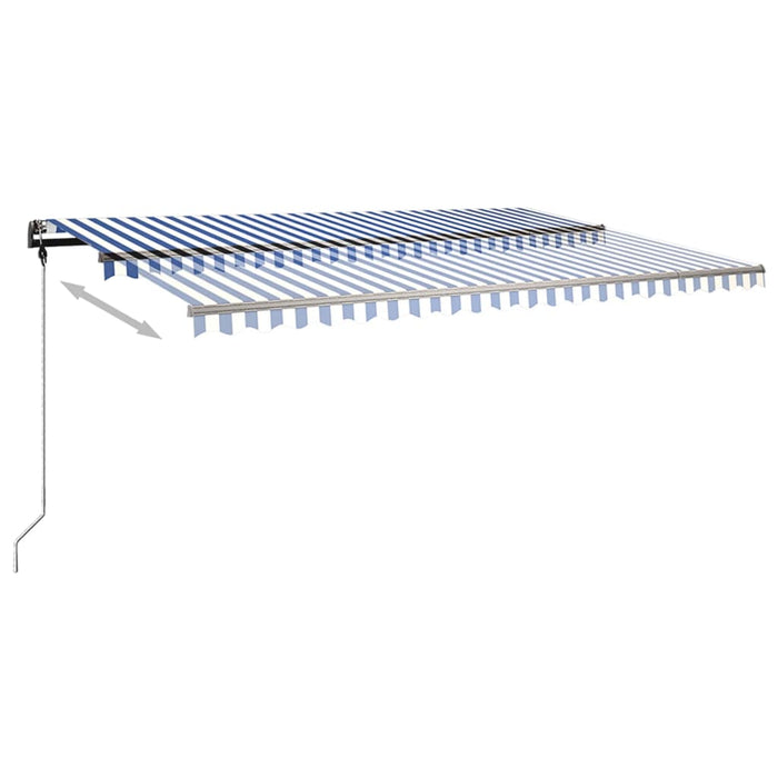 Manual Retractable Awning with LED 500x350 cm Blue and White