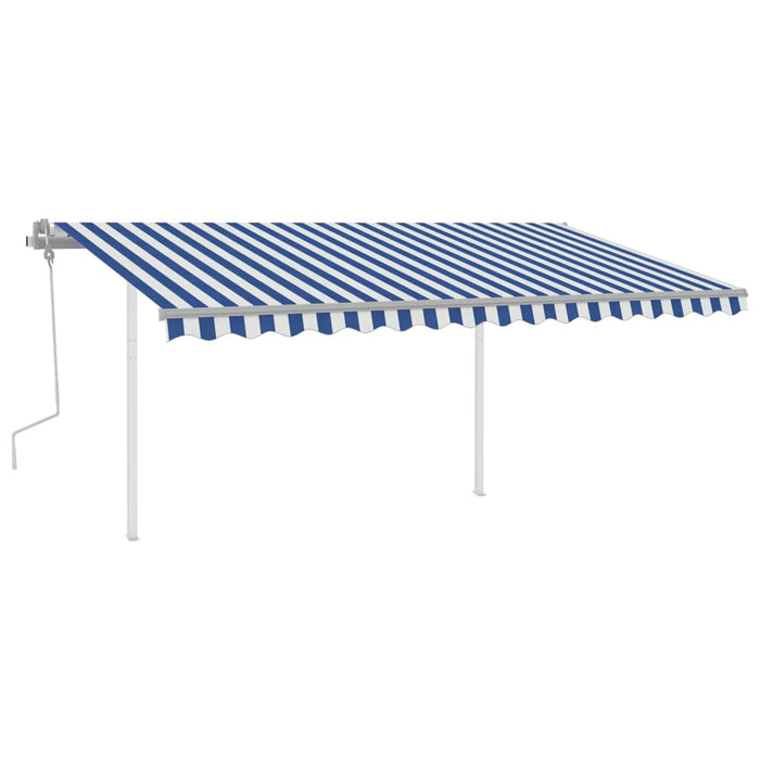 Manual Retractable Awning with LED 4x3 m Blue and White