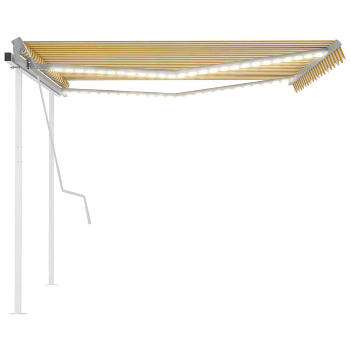 Manual Retractable Awning with LED 4x3 m Yellow and White