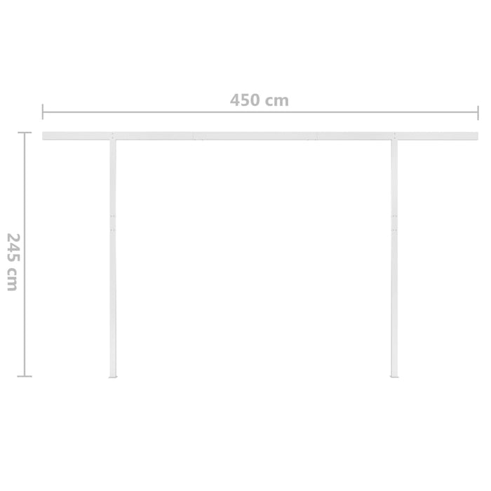 Ръчно прибиращ се сенник с LED 5x3 м синьо и бяло